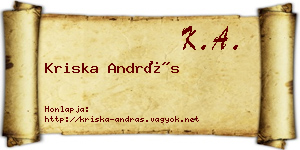 Kriska András névjegykártya